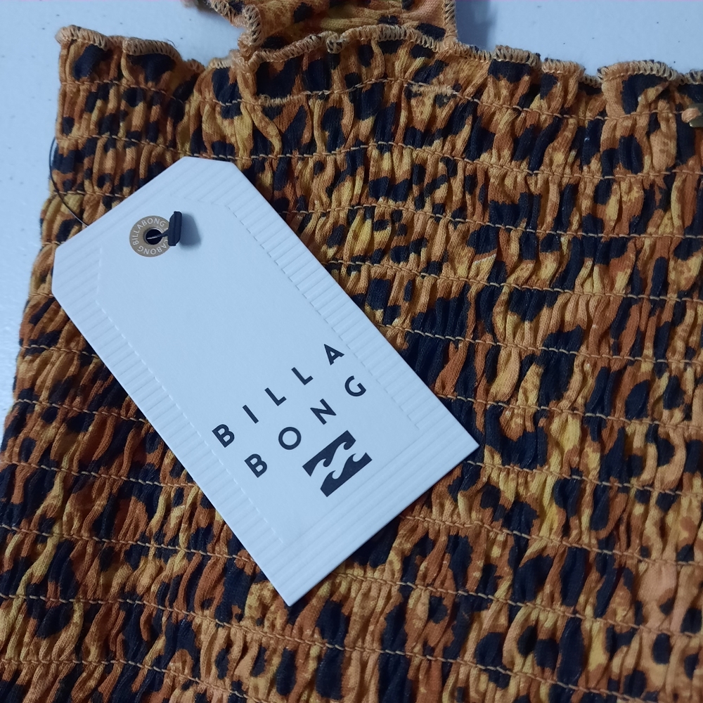 Billabong Crop Top Women's Small Brown Animal Print Sleeveless Stretch Casual - Picture 5 of 9